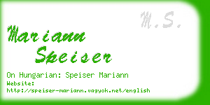 mariann speiser business card